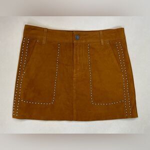 Rebecca Minkoff Suede Goatskin Leather Studded Skirt Women Size 2 Brown